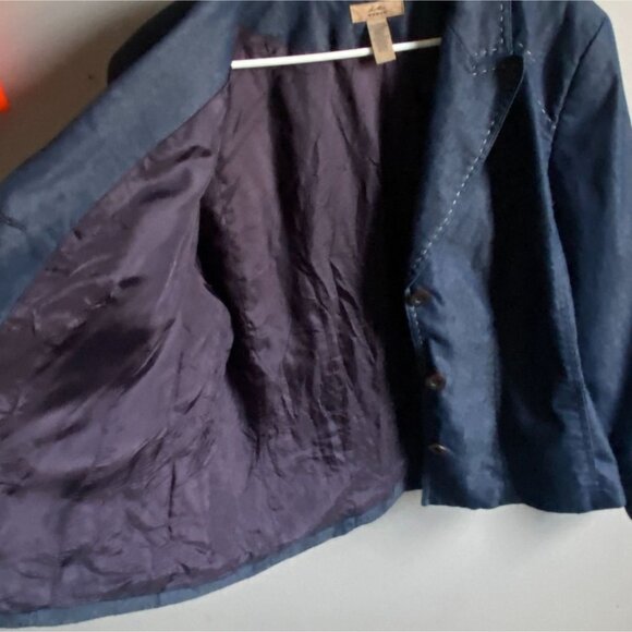 I.E. Woman Denim Blazer/Jacket-Dark Wash-3 Button Closure-Blue-22W-GUC - Picture 10 of 10